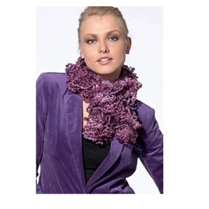 Skinny purple crocheted scarf w/hand sewn sparkles. 70” long/4” wide. Boutique.